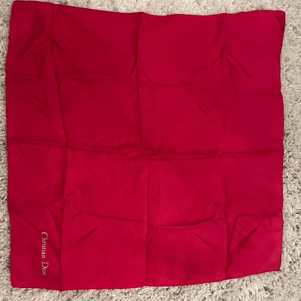 Hot pink vintage 100% silk Christian Dior scarf